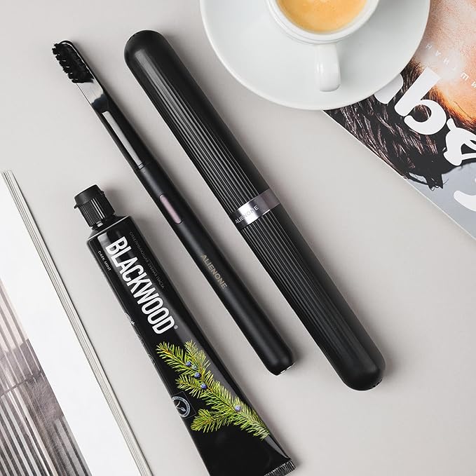 ALIENONE Ultra Slim Sonic Electric Toothbrush - Smart Pressure Sensor for Sensitive Teeth & Gums, 32,000 Vibrations, IPX6 Waterproof Aluminum Body, 45-Day Battery, Wireless USB Charging & Travel Case