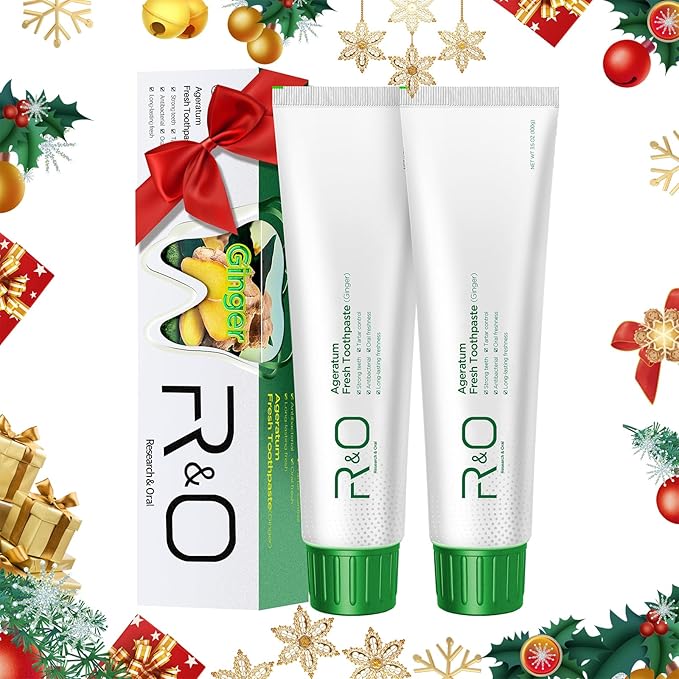 R&O Ginger Mint Fresh Toothpaste - Natural Plaque Removal & Fresh Breath | 3.53oz 2-Pack