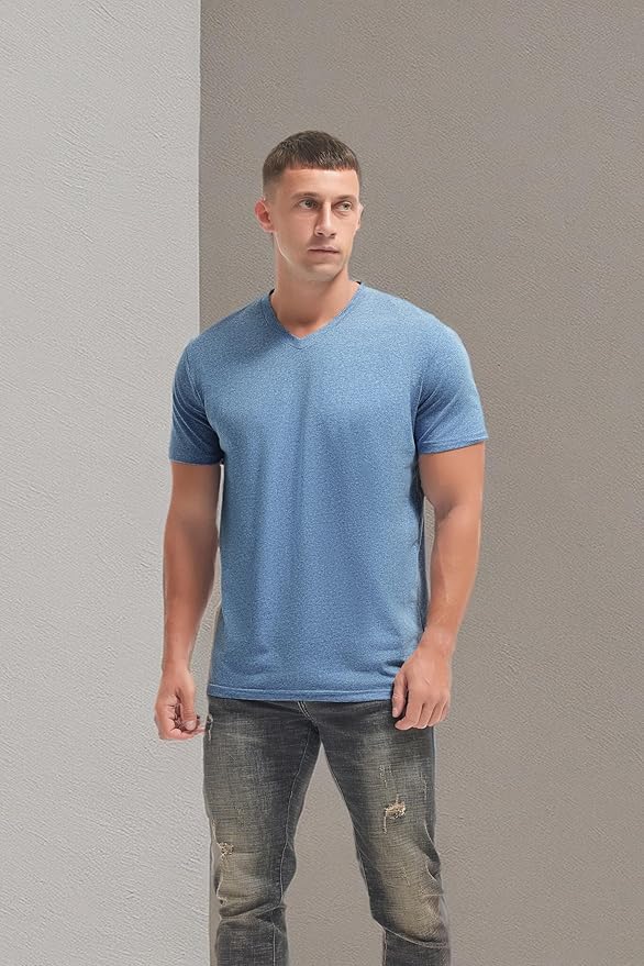 VEIISAR Premium V Neck T Shirts for Men - Modern Fitted Tees Vneck Undershirts-StrideForce Fitness