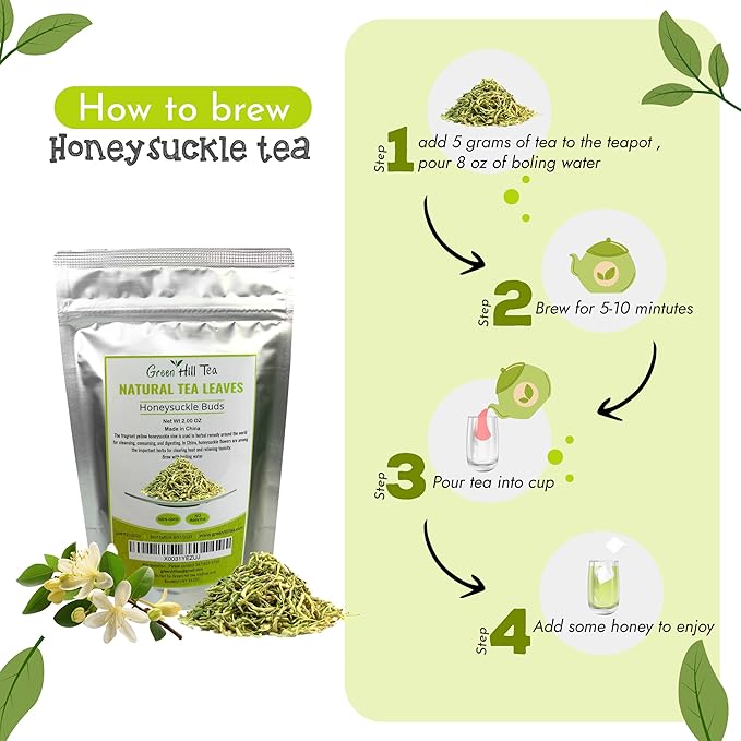 Greenhilltea traditional health herbs, Honey suckle dried herbal tea honeysuckle 2 OZ (56 grams)-StrideForce Fitness
