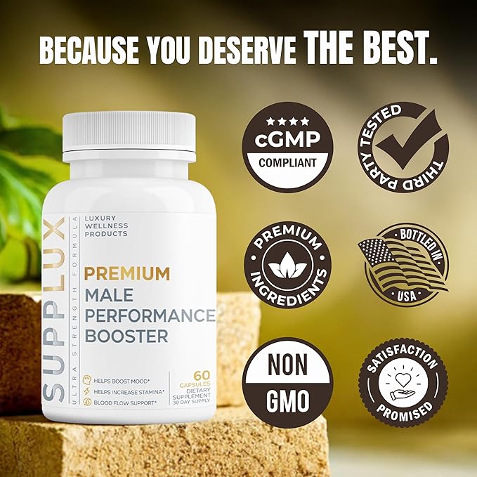 Premium Male Performance Booster - Horny Goat Weed + 8 Ingredients | Pills for Men Fast Acting Blood-Flow, Muscle Building, Energy | 3rd Party Tested Supplement - 60 Pills for Adults-StrideForce Fitness