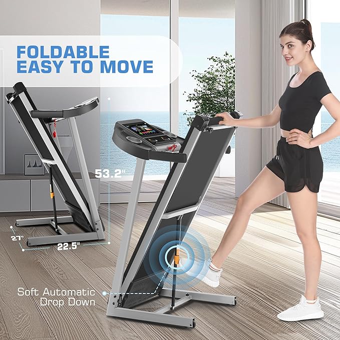 SYTIRY Incline Treadmills for Home with TV Screen and WiFi, 3.25HP Smart Walking Pad Treadmill with Incline, Heavy Duty Foldable Electric Running Machine with 10” Touchscreen, 3D Virtual Sports Scenes-StrideForce Fitness