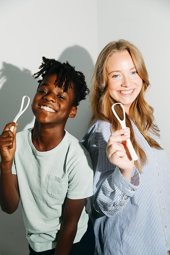 Ergonomic Tongue Scraper - Dentist-Developed Tongue Cleaner for Adults - Gentle Stylish Tongue Scrubber for Oral Care, Dental Hygiene - Large