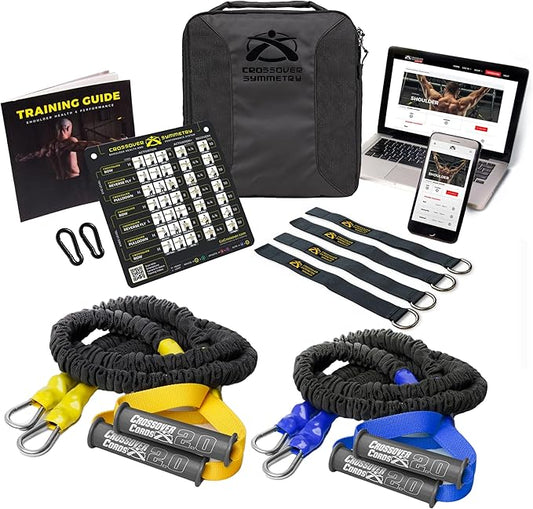 Crossover Symmetry Shoulder System Includes Two Sets of Resistance Bands Attachments Training Guide Exercise Chart Online Workouts for Home Fitness Rehab Rotator Cuff Exercises-StrideForce Fitness