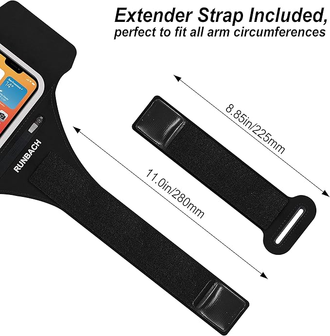 Armband for Samsung Galaxy S25 Ultra/S24 Ultra/S23 Ultra/S22 Ultra/S21 Ultra/S20 Ultra/S25+/S24+/S23+/S22+/S21+/S20+/S10+/S9+/S8+, with Zipper Pocket for for Galaxy Buds (Black)-StrideForce Fitness