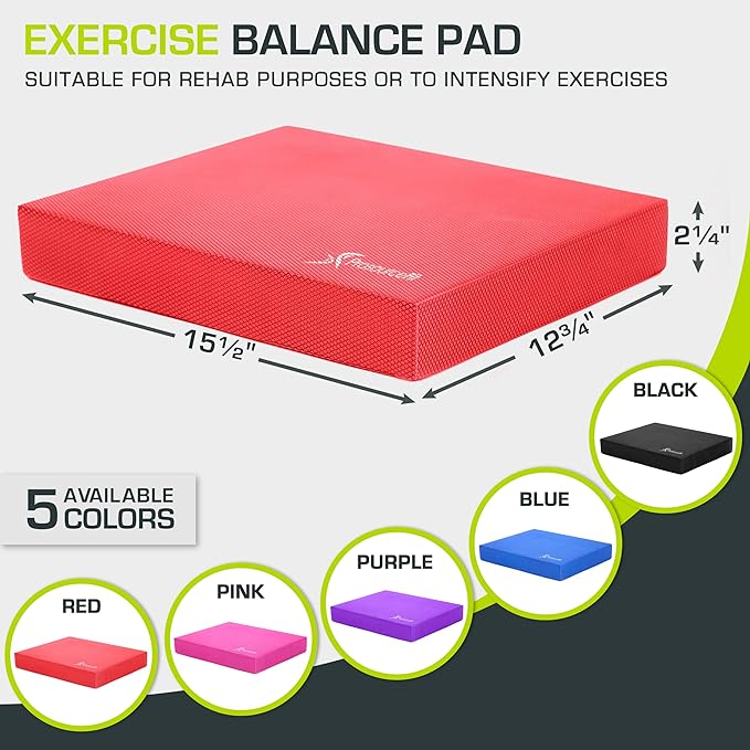 ProsourceFit Exercise Balance Pad – Cushioned Non-Slip Foam