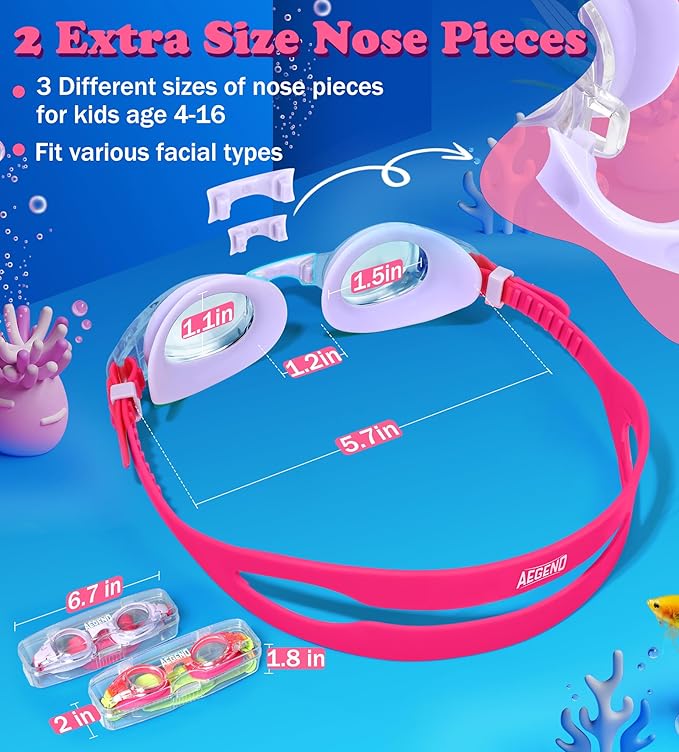 Aegend 2 Pack Kids Goggles, Swimming Goggles for Kids Age 4-16 Boys and Girls Youth, Anti-Fog Waterproof Anti-UV Pool Goggles-StrideForce Fitness