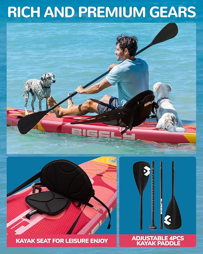 Bigfly 11'6×35" Super Wide Inflatable Stand Up Paddle Board, Ultra Stable Wide SUP for 2+1 People/Family/Big Size, 100L Backpack, All-Round Sup Board, US Big Fin-StrideForce Fitness