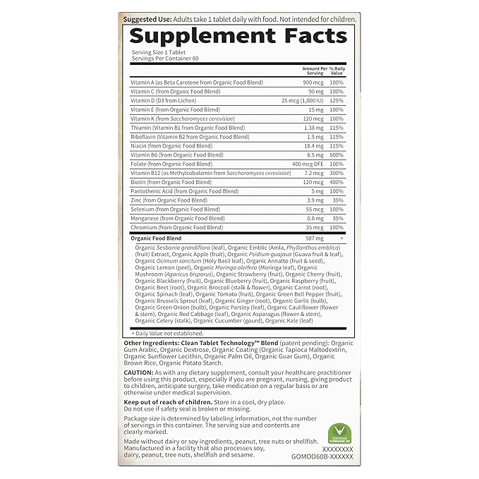 Garden of Life Once Daily Whole Food Multivitamin for Men, Organic Mens Vitamins & Minerals, Vitamin C, Zinc, Vegan, for Health & Well-Being, 60 Tablets-StrideForce Fitness