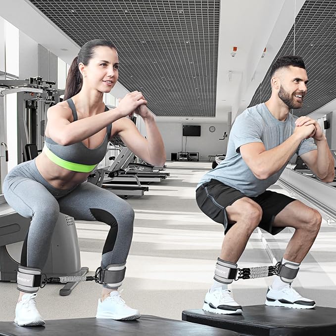 Ankle Resistance Bands with Cuffs, Ankle Bands for Working Out, Glutes Workout Equipment, Butt Exercise Equipment for Kickbacks Hip Fitness Training, Legs Resistance Bands for Women & Men