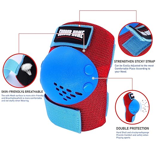 Youth/Kids Knee Pads Elbow Pads Wrist Guards Protective Gear Set for 3-15 Years Child Roller Skates, Skateboard, Cycling, Inline Skating, BMX Bike, Balance Bike Scooter Riding and Other Outdoor Sports-StrideForce Fitness