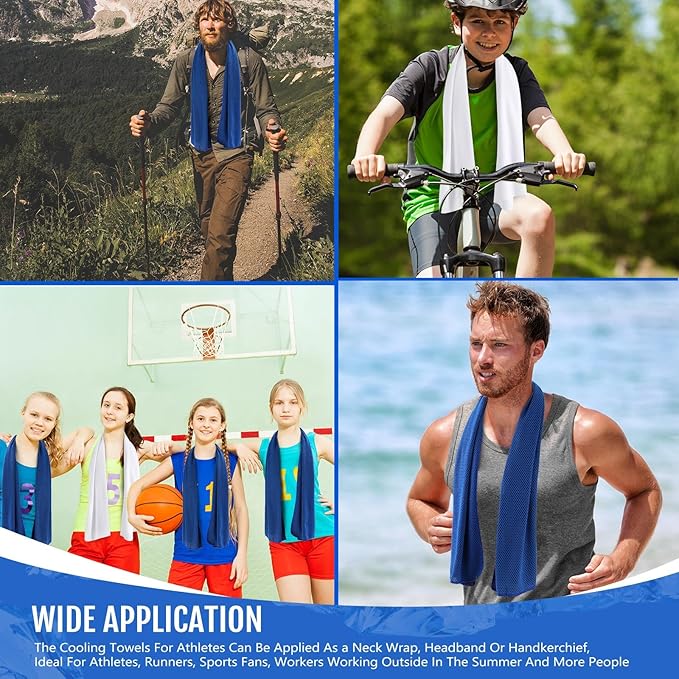 Hosuly 30 Pack Cooling Towels, 40"x12" Ice Breathable Soft Chilly Sweat Rag Microfiber Workout Rags for Gym Cooling Towels for Neck and Face for Yoga Golf Sport Running-StrideForce Fitness