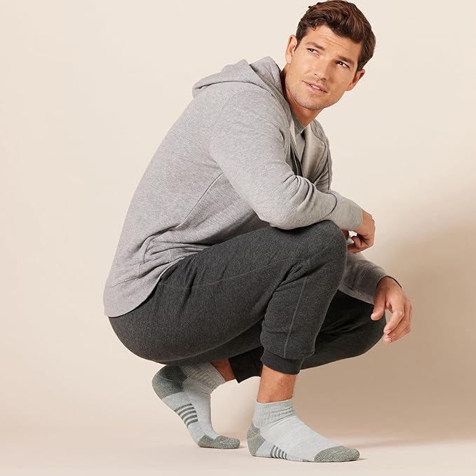 Amazon Essentials Men's Athletic Ankle Socks, Breathable, Cotton Blend, Cushioned, 6 Pairs-StrideForce Fitness