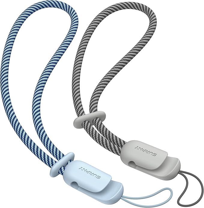 SURPHY 2 Pack Phone Lanyard for Cellphone Case, Phone Wrist Strap for Case, Cellphone Strap with 2-Color Braided, Charm Wrist Lanyard for Women and Men, Cloud Blue & Gray