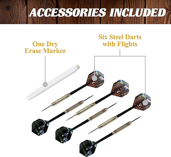 Barrington Dartboard Multiple Styles Pre-Assembled Wood Dartboard Cabinet Collection with 18” Bristle Dartboard & Steel Tip Dart Set, Perfect for Cricket Games-StrideForce Fitness