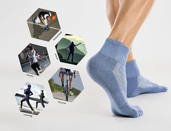 CelerSport 6 Pack Men's Ankle Socks with Cushion, Sport Athletic Running Socks-StrideForce Fitness