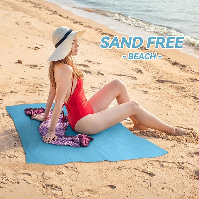 Microfiber Beach Towel-Perfect for Travel, Sports, Camping, Swimming, Yoga, Gym- Quick Dry, Sand Free, Compact, Lightweight, Absorbent (Marine Blue,Large(160x90cm, 63x35”))