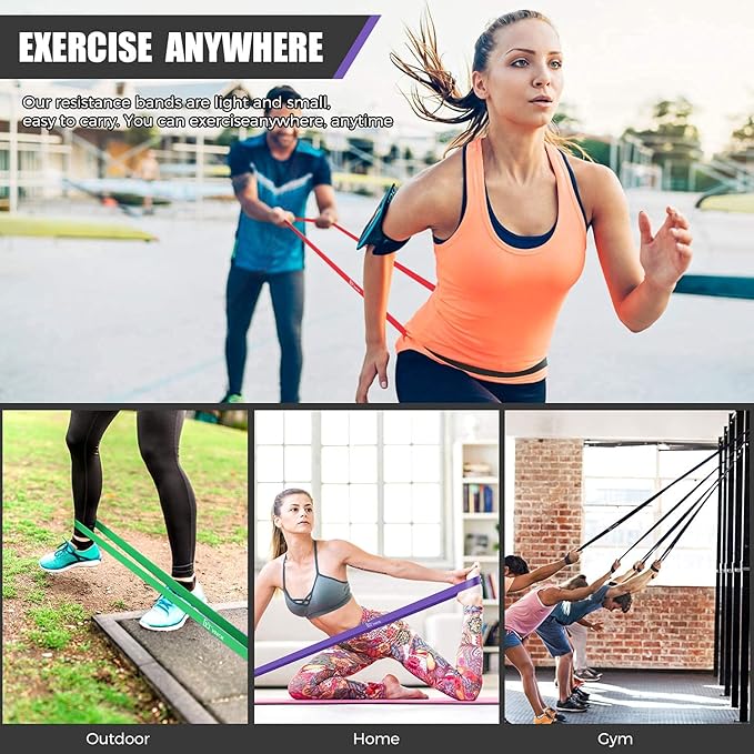 VEICK Resistance Bands for Working Out, Exercise Bands, Workout Bands, Pull Up Assistance Bands, Long Heavy Stretch Bands Set for Men and Women, Power Weight Gym at Home Fitness Equipment-StrideForce Fitness