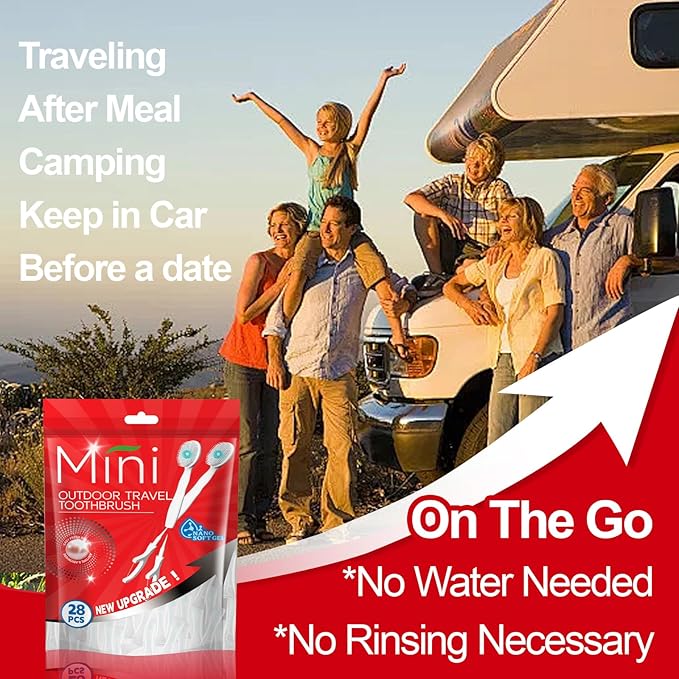 Mini Brushes-Disposable Toothbrushes with Toothpaste Tongue Scraper Floss Pick Travel Toothbrush Individually Wrapped Prepasted Toothbrush for Work or Travel (Green Apple)