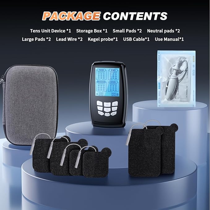 TENS Unit Muscle Stimulator and EMS Pelvic Floor Muscle Exercise. Multifunctional Impulses to Pain Relief for Muscle,Joints and Muscle Strengthening Training.Specialized Storage Gift Box.(DJE2A0)