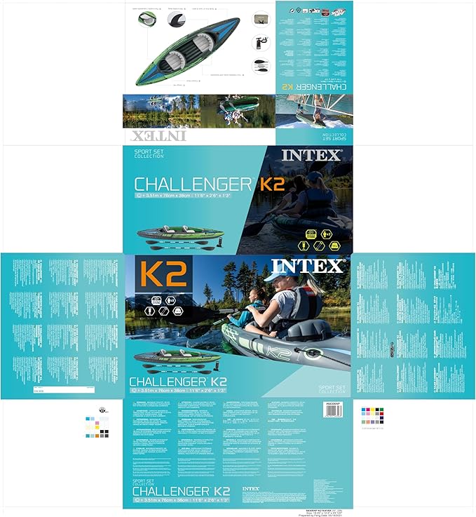 INTEX Challenger Inflatable Kayak Series: Includes Deluxe 86in Kayak Paddles and High-Output Pump – SuperStrong PVC – Adjustable Seat with Backrest – Removable Skeg – Cargo Storage Net-StrideForce Fitness