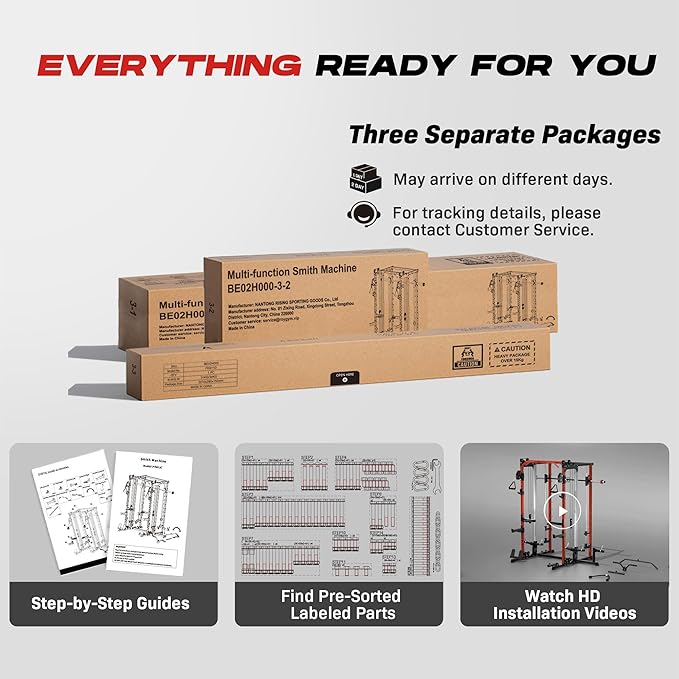 Smith Machine Home Gym, Multi-Function Power Cage with Dual Pulley Cable Crossover System, All-in-One Squat Rack with Smith Bar and Strength Training Attachments for Full-Body Workouts-StrideForce Fitness