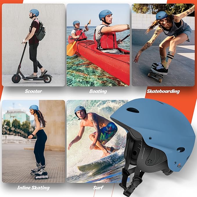 Vihir Adult Water Sports Helmet with Ears - Adjustable Helmet,Perfect for Kayaking, Boating,Surfing-StrideForce Fitness