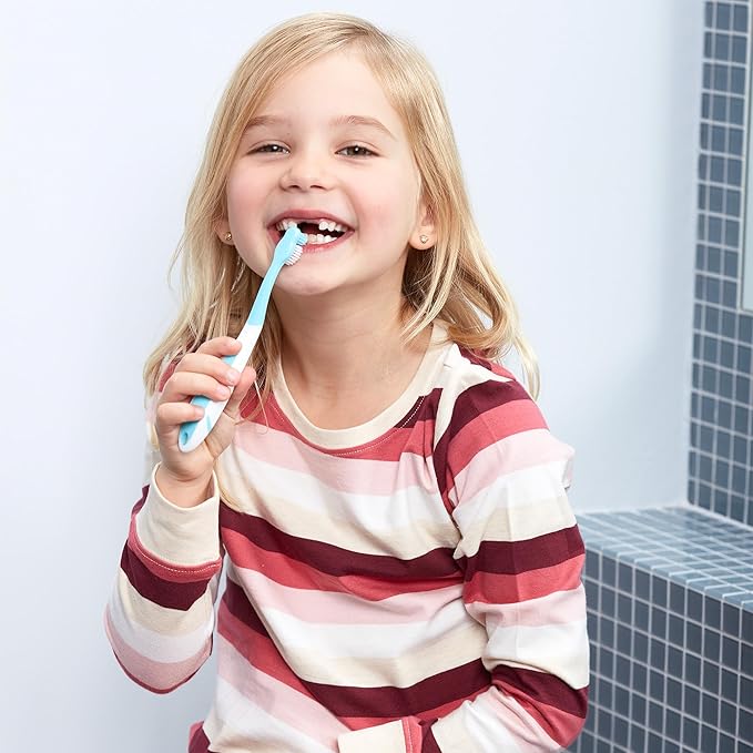 Jordan* Kids Toothbrush | 6-9 Years, Soft Bristles, BPA Free | 4 Pack | Blue & Green Step 3