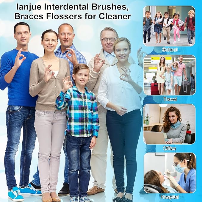 255 Pieces Braces Flossers for Braces, Interdental Brush Soft Dental Floss Picks Braces Cleaning Kit Toothpick Dental Brush Braces Teeth Flossers Brushes for Tooth Cleaner(5 Sizes)