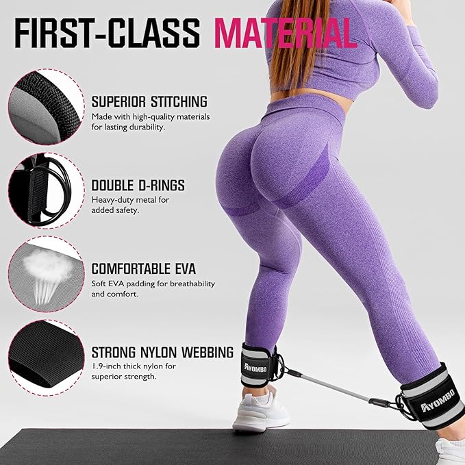 Ankle Resistance Bands with Cuffs, Home Gym Workout Equipment, Lifting Glute Butt Exercise Equipment for Women, Ankle Weights Fitness Band Set, Leg Booty Equipment for Training Perfect Body Shape