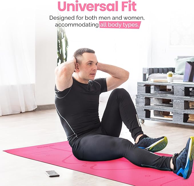 Robust Non-Slip Yoga Mat with Strap, 1/4" Thick TPE Eco-Friendly Workout Mat for Yoga with Position Lines and Texture Surface, Gym Mat for Women, Men, Pilates and Exercises Anti-Tear Sweat-Proof Exercise Mat-StrideForce Fitness