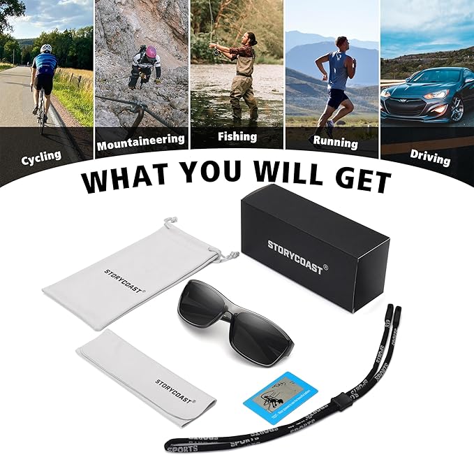 STORYCOAST Polarized Sports Sunglasses for Men Women Unbreakable Frame Cycling Fishing Driving-StrideForce Fitness