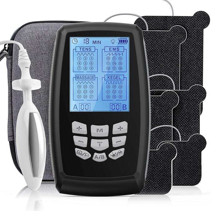TENS Unit Muscle Stimulator and EMS Pelvic Floor Muscle Exercise. Multifunctional Impulses to Pain Relief for Muscle,Joints and Muscle Strengthening Training.Specialized Storage Gift Box.(DJE2A0)