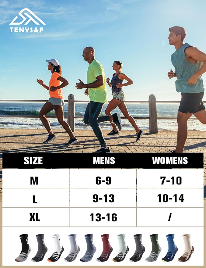 Compression Crew Running Socks: Athletic Socks for Men Women with Cushion,3 Pairs Work Hiking Basketball Sport Socks-StrideForce Fitness