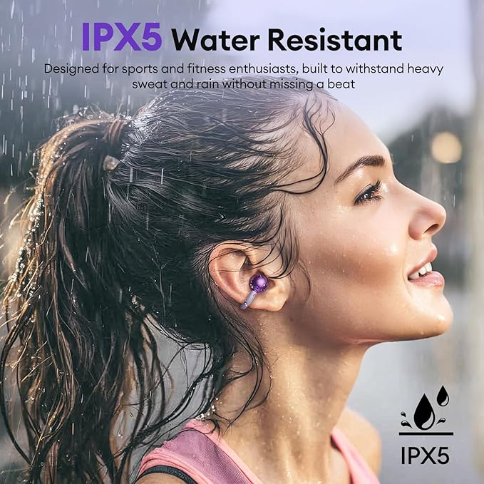 2 in 1 Clip on Open Ear Headphones Wireless Earbuds, 0 Delay Bluetooth 6.0, Ultra-Long 140H Play, Auto L-R Recognition Touch Control, Hybrid Noise Reduction for Work Fitness Daily Use, Ctbuds Purple-StrideForce Fitness