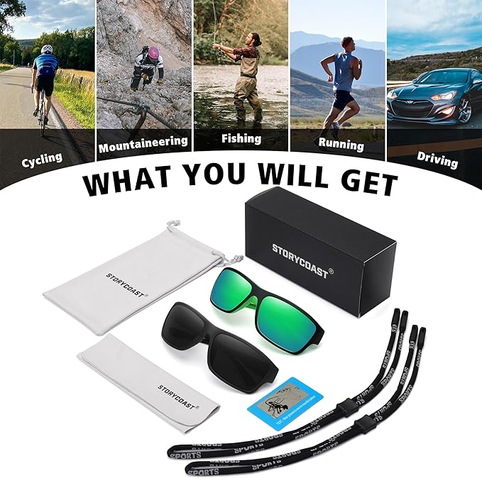 STORYCOAST Polarized Sports Sunglasses for Men Women Unbreakable Frame Cycling Fishing Driving-StrideForce Fitness