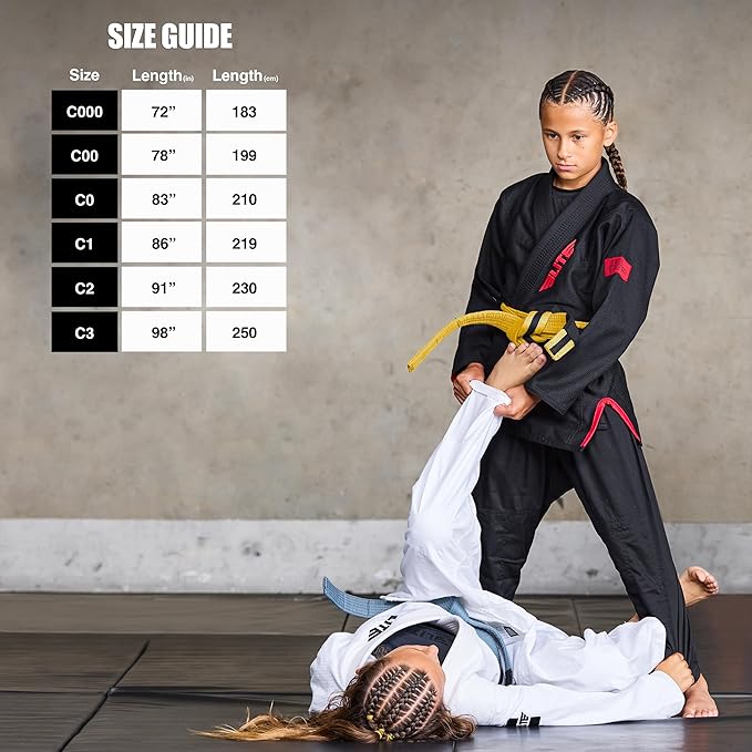 Elite Sports Kids Brazilian Jiu Jitsu Belts Preshurunk Martial Arts Youth BJJ Belts for Girls & Boys with BJJ Ranking Stripes-StrideForce Fitness