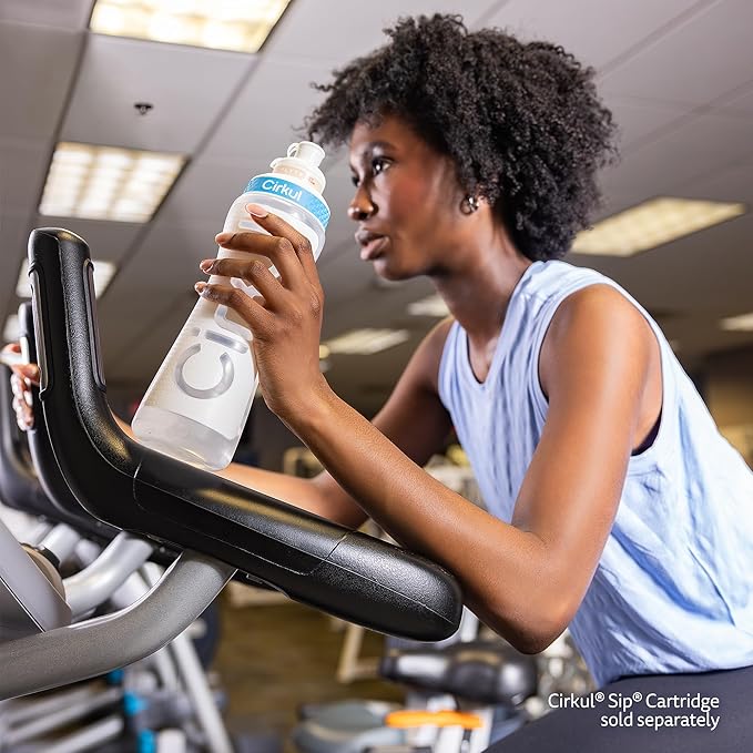 Cirkul 22oz. White Plastic Grip Squeeze Water Bottle & Sport Lid, BPA-Free, Non-Slip Design for Gym, Biking & Sports-StrideForce Fitness