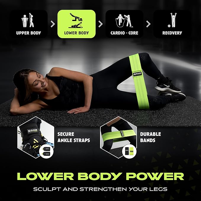 Ex Kit Home Gym Equipment with Carry Bag - 10Pcs Resistance Bands Kit with Handles, Door Anchor, Jump Rope, Booty Bands & More – Full Body Workout Bands Set for Strength, Cardio & Flexibility-StrideForce Fitness