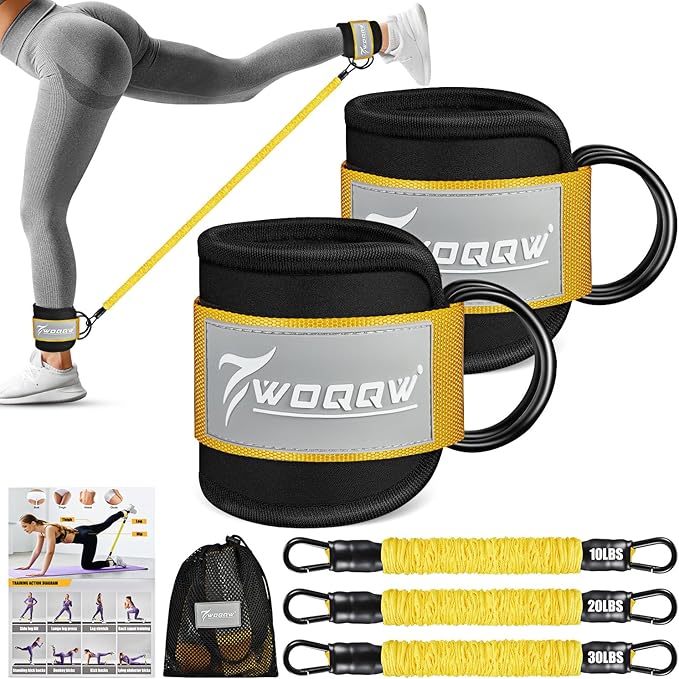 Ankle Resistance Bands with Cuffs, Ankle Bands for Working Out, Glutes Workout Equipment, Butt Exercise Equipment for Kickbacks Hip Fitness Training, Legs Resistance Bands for Women & Men