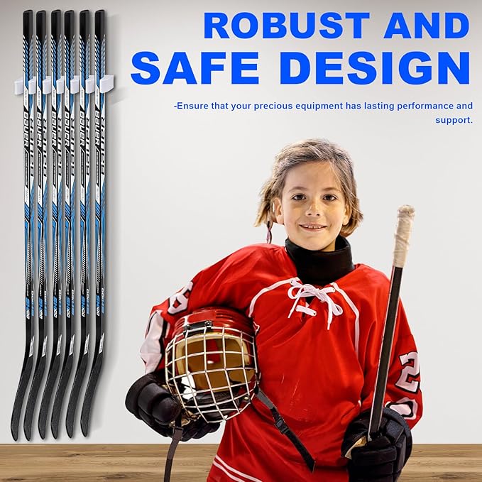Yousoontic Hockey Stick Holder Wall Mount, 1-6 Stick Capacity, Ice and Field Hockey Organizer (Decor & Storage 2-in-1) for Home Garage Room Office Sports Decoration-StrideForce Fitness