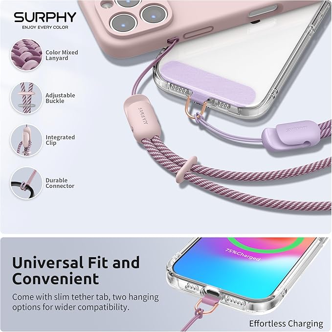 SURPHY 3 Pack Phone Wrist Strap with CellPhone Tether Tab, Cellphone Lanyard, Phone Strap with 2-Color Braided, Wrist Lanyard