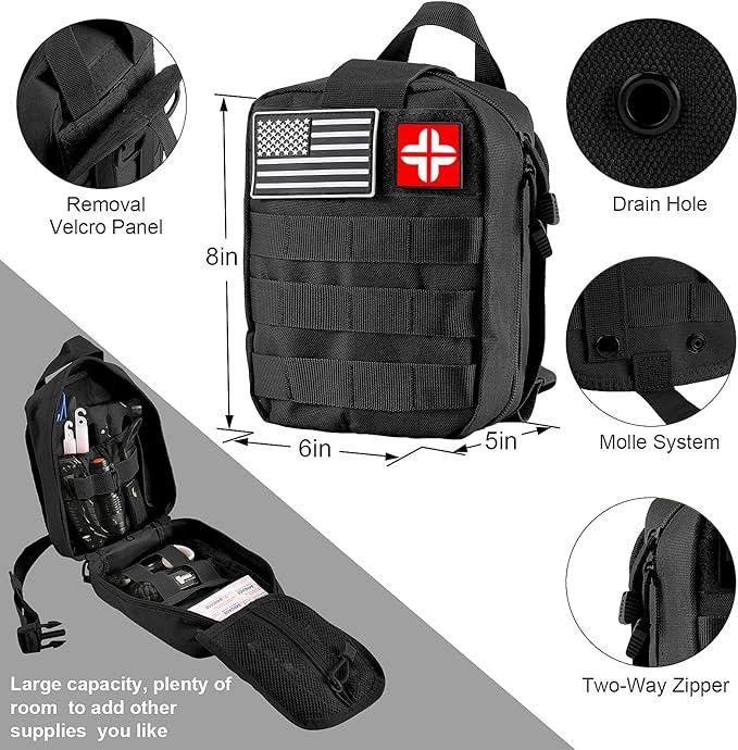Survival Kit and First Aid Kit, 142Pcs Professional Survival Gear and Equipment with Molle Pouch, for Men Dad Husband Who Likes Camping Outdoor Adventure…-StrideForce Fitness