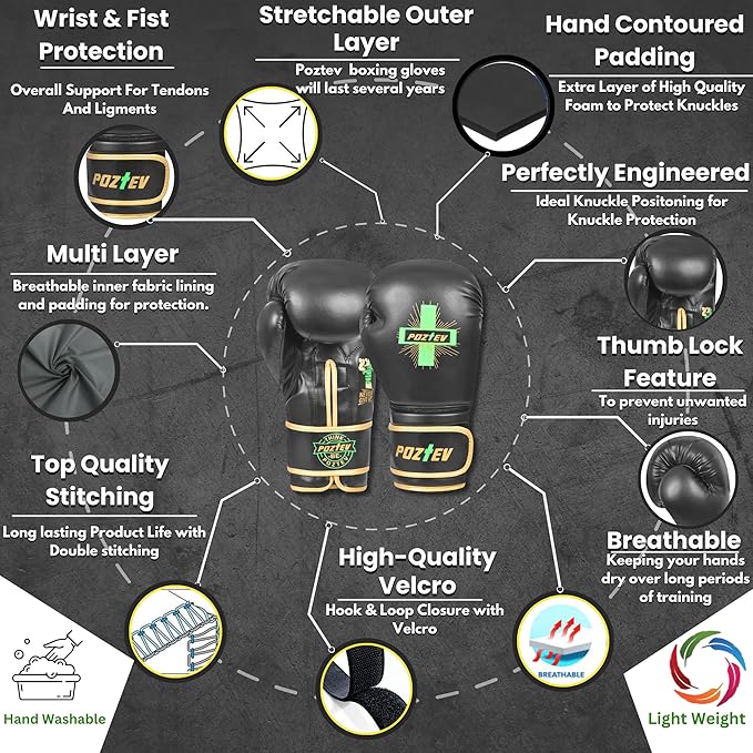 Boxing Gloves for Men & Women Professional Workout Gloves for Sparring, Heavy Bag Training - Muay Thai Focus Mitts Punching Bag Ideal for MMA & Kickboxing Gloves