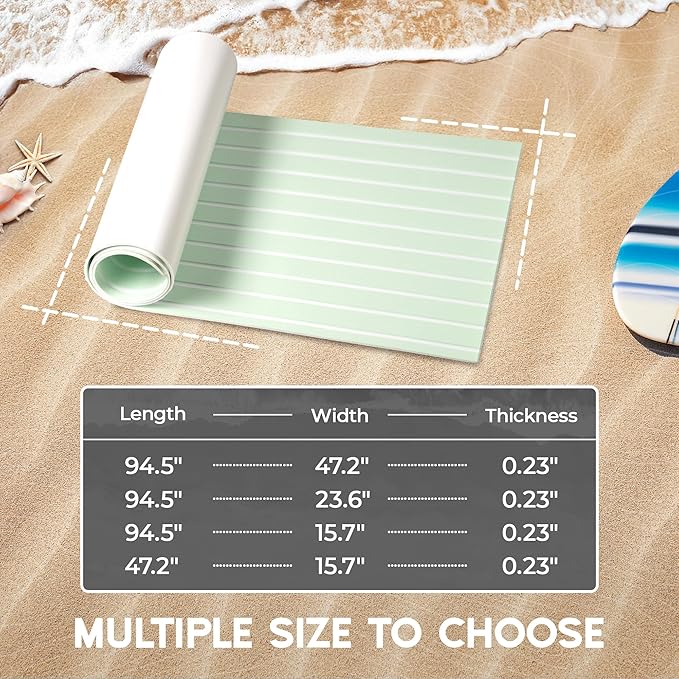 FOCEAN Boat Flooring EVA Foam Boat Decking Faux Teak Marine Flooring Boat Mat Boat Carpet Sheet for Motorboat RV Yacht Kayak Surfboard, 94.5"x 47.2"/35.4"/23.6"/15.7"-StrideForce Fitness