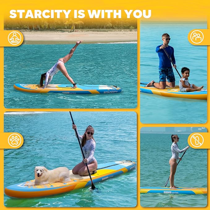 Starcity 11'*34"*6" Blow Up Paddle Board, Inflatable Paddle Board,Paddle Board,Spacious and Stable, Anti Slip and Easy to Operate, Large Size Suitable for Single Person/Family/Pet Use.-StrideForce Fitness