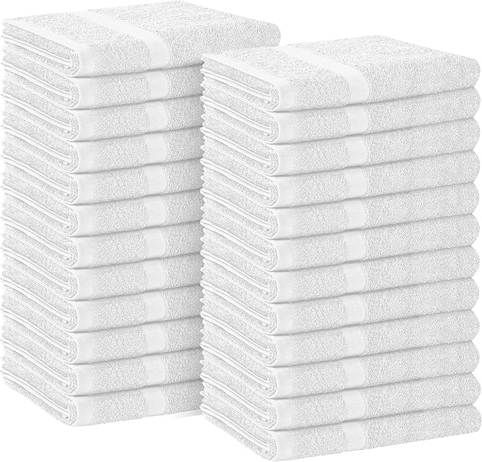 Avalon Salon Towel - White Hand Towels Bulk Pack of 24-100% Cotton Absorbent Spa, Facial & Gym Towels for Working Out - 16x27 Inches (Not Bleach Proof)-StrideForce Fitness