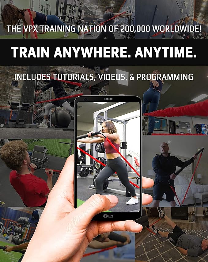 VPX Power Resistance Training System 3.0 | Total 3-Way Stacking Home, Gym, Sport Fitness | Men & Women | 220 LBs Adjustable Suspension Resistant Strength | Leg, Squat, Press, Push, Glute, Arm, LAT-StrideForce Fitness