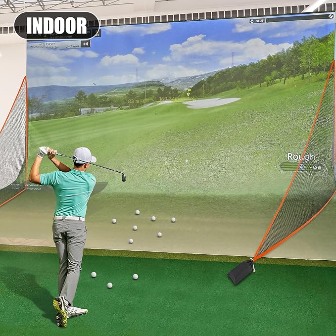 1/2PCS Golf Shank Net Attachment for Golf Hitting Nets with Sandbag, 7 * 7FT/7 * 10FT Golf Barrier Side Net,Golf Practice Hitting Net Barrier Net for Golf, Baseball, Hockey, Soccer (Black/Red-StrideForce Fitness