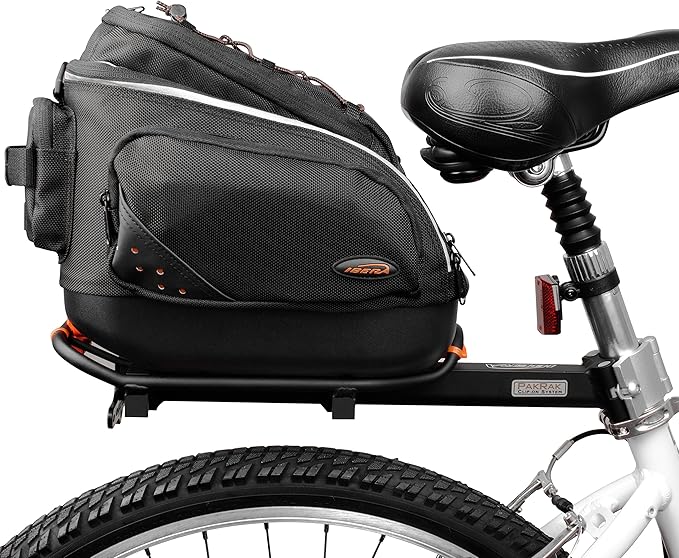 Ibera Bike Bag Mini Commuter 9.5L - Clip-On Bike Rack Bag with Shoulder Strap - Hard Base Reflective Trim Taillight Compatible - Bicycle bag for Folding & Small Bikes, PAKRAK ONLY FOR IBERA MINI RACKS-StrideForce Fitness